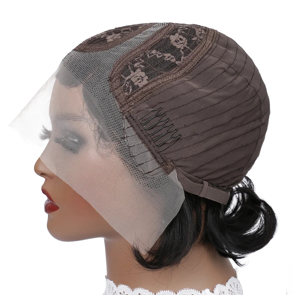 Natural Color Side Part BOB Lace Wig Pixie Cut Wigs For Women Remy Straight Human Hair Transparent T Part Gluess Lace Bob Wig