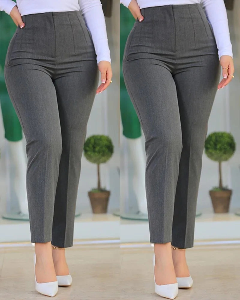 High Waist Front Pockets Pants
