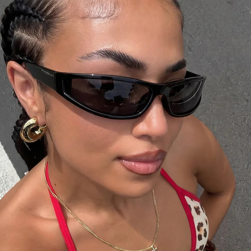 Y2K Wraparound Rectangle Sunglasses