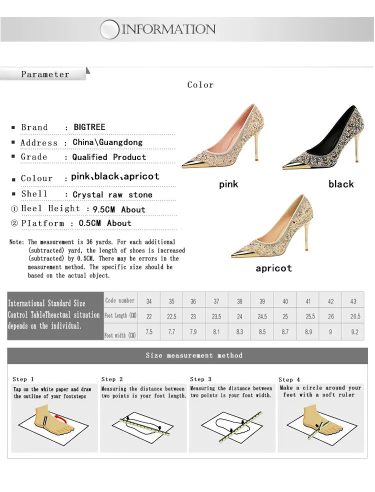 Rhinestone Pointed Toe Stiletto High Heel Pumps for Women