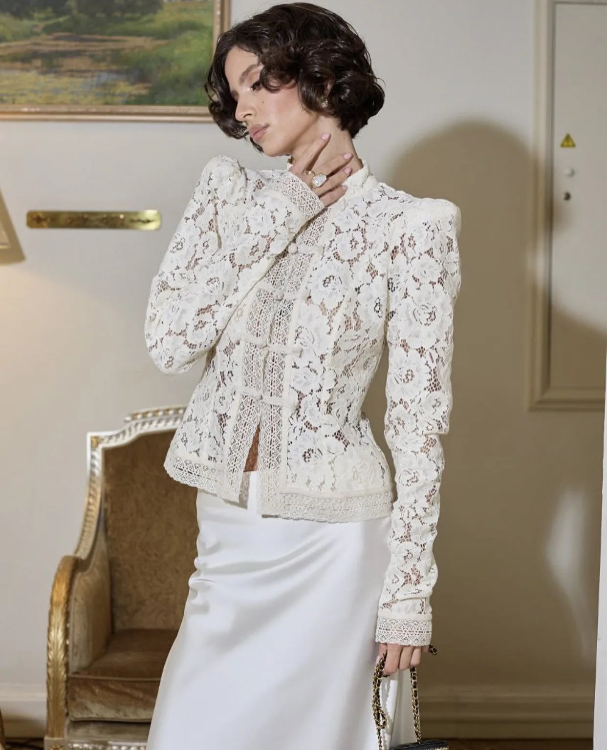 Lace See Through Hollow Out Blouse