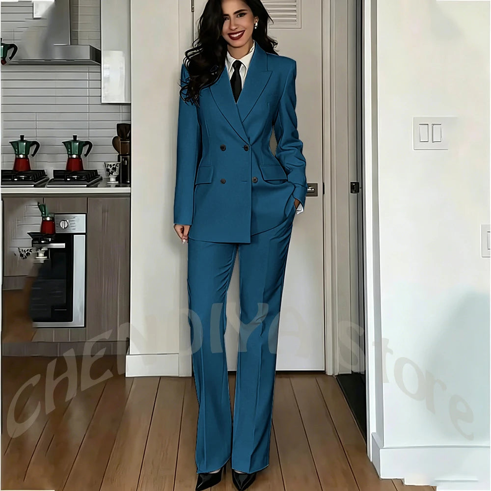 Modern Lady Pure White Suit Double Breasted Peak Lapel Casual Chic Women Suit Formal Dinner Party Business Office Outfit Costume