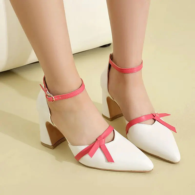 Pointed Toe Buckle Strap Bowknot Sandals for Women