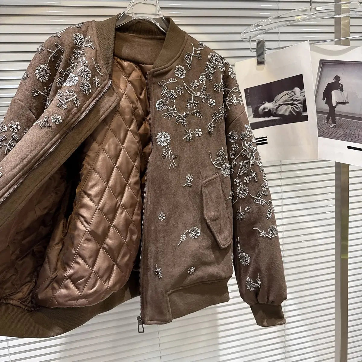 2026 Winter New Coat for Women,Retro Heavy Industry Nail Bead Suede Embroidery Loose Cotton Jacket