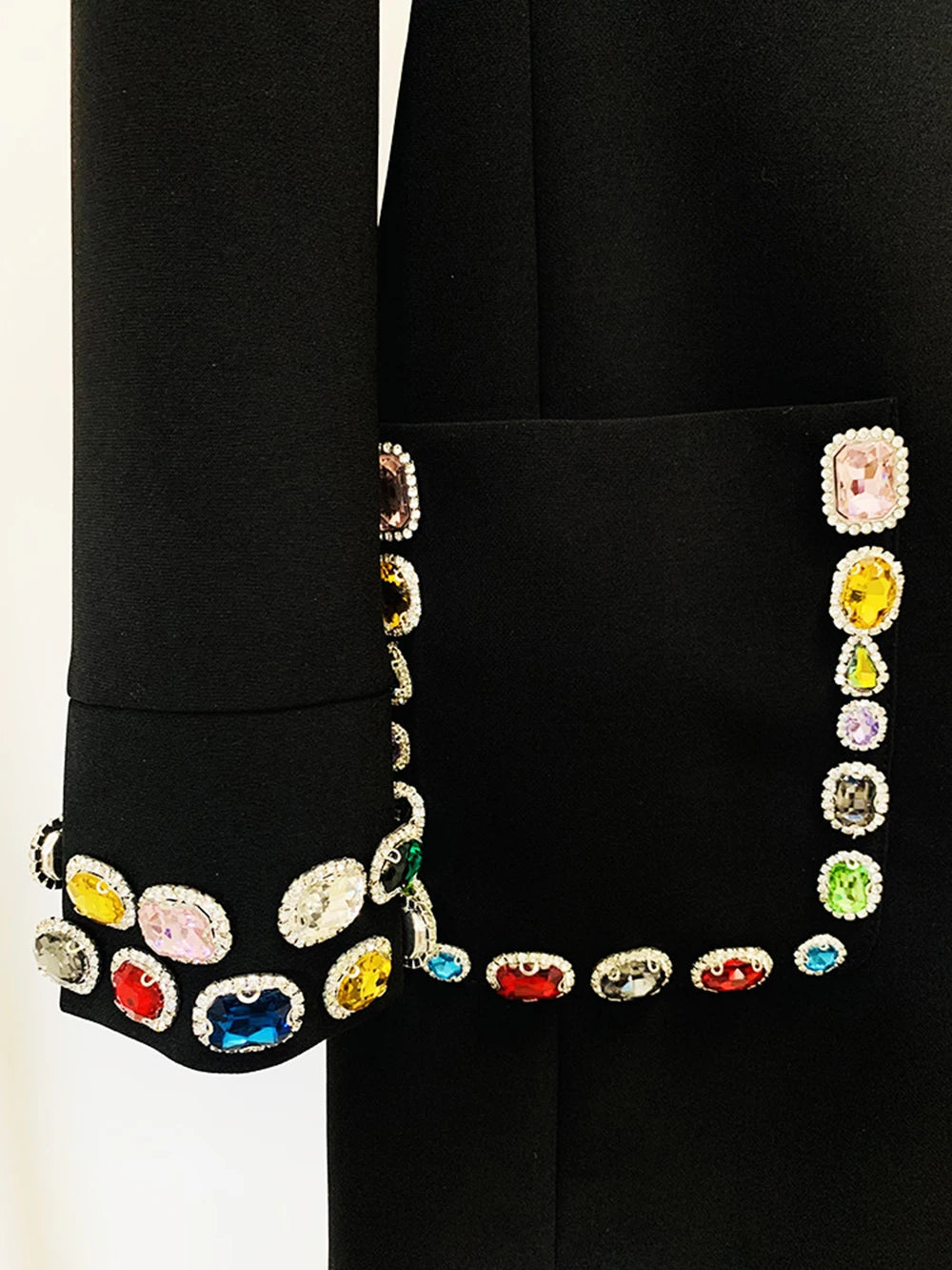 Modphy 2025 New Sparkling Luxury Colored Diamonds Stand Collar Design Mini Dress Women'S Long Sleeved Fashion Elegant Vestidos