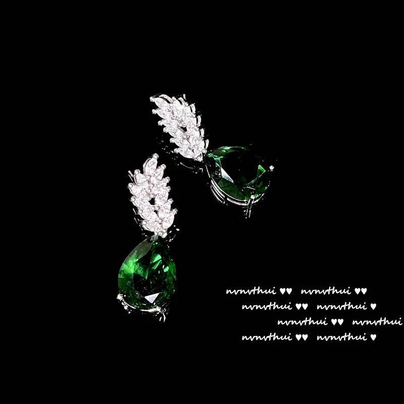 Delicate Green Zircon Wedding Jewelry Set for Women