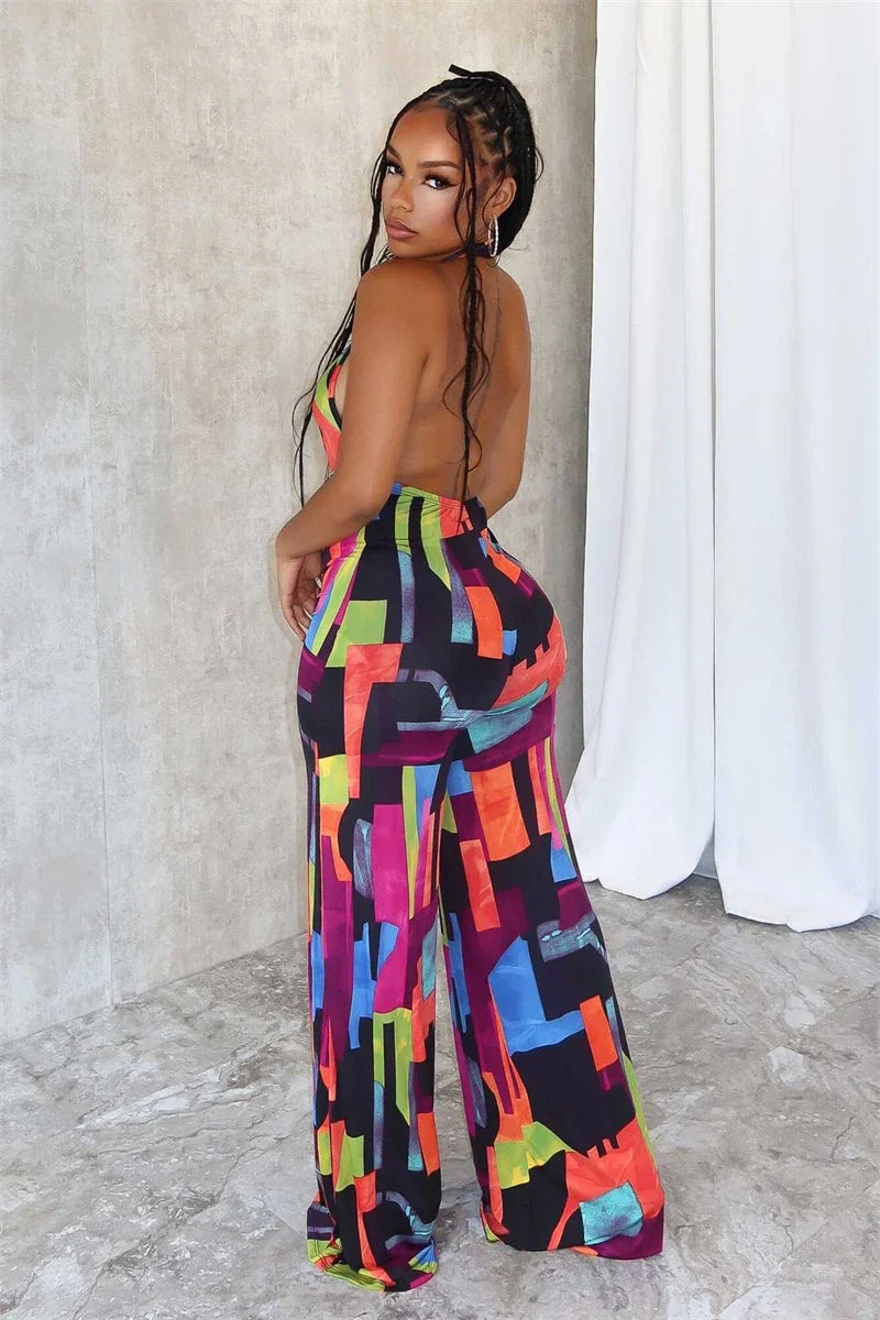 Halter Backless Wide Leg Jumpsuit