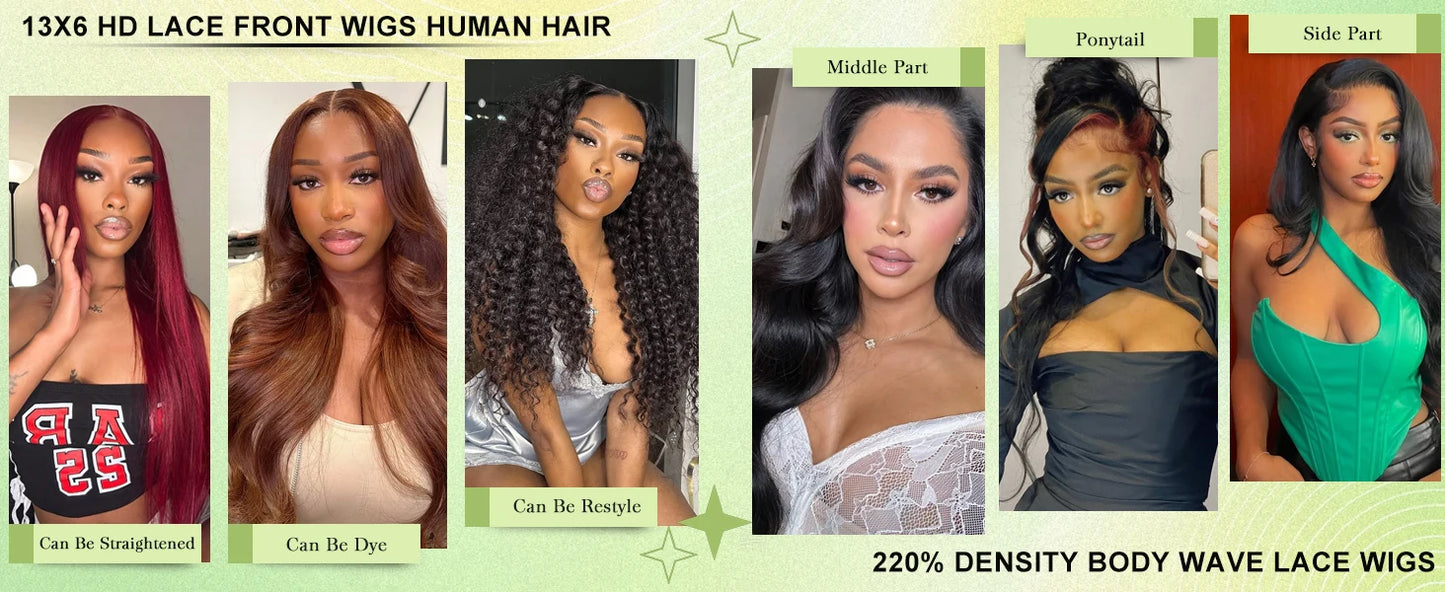 Lace Front Body Wave Glueless Human Hair Wig for Women