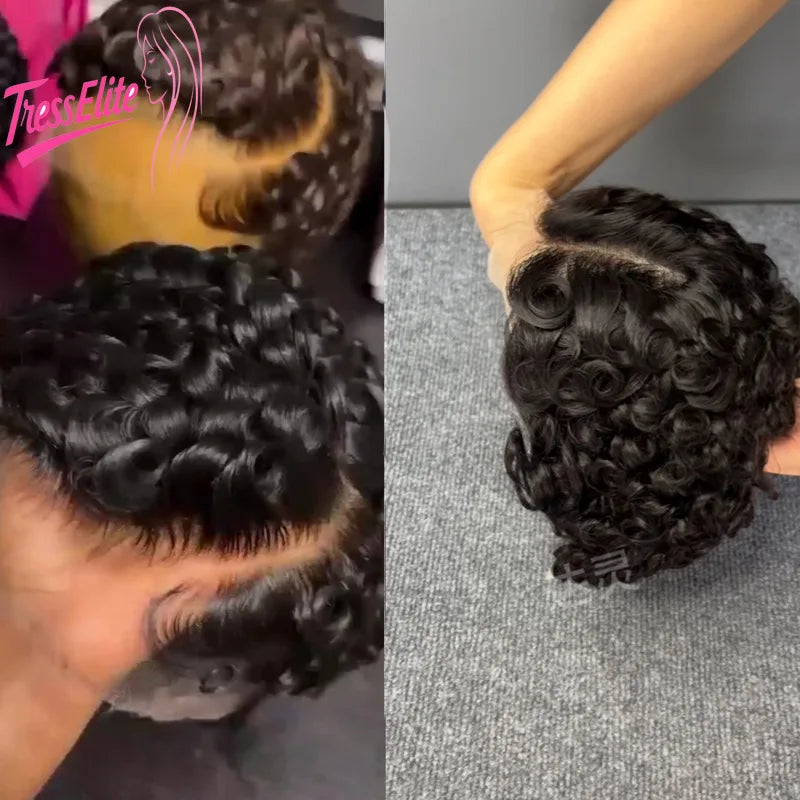 Lace Front Wig + 13x4 Transparent Ear To Ear Lace Closure + Pixie Cut Natural Color