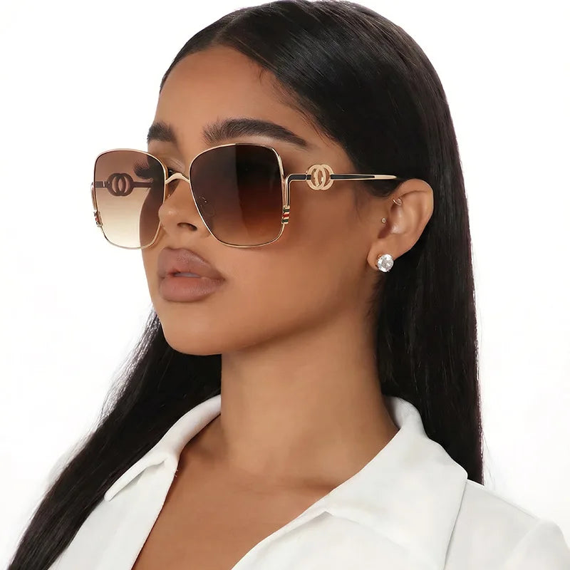Square Frame Metal Sunglasses