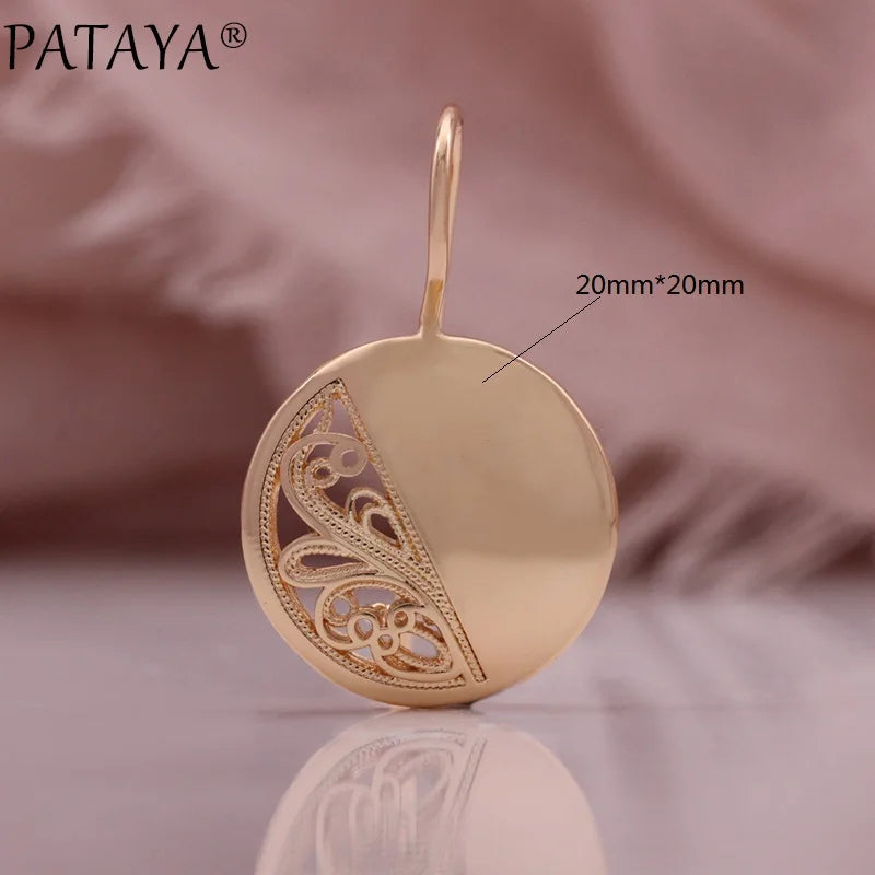 Rose Gold Hollow Round Drop Earrings