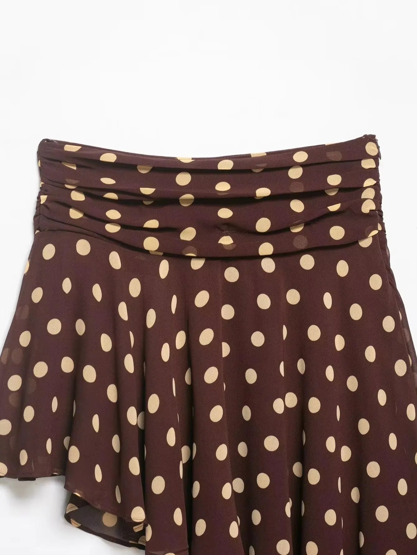 Chic Polka Dot Pleated High Waist Mini Skirt for Women