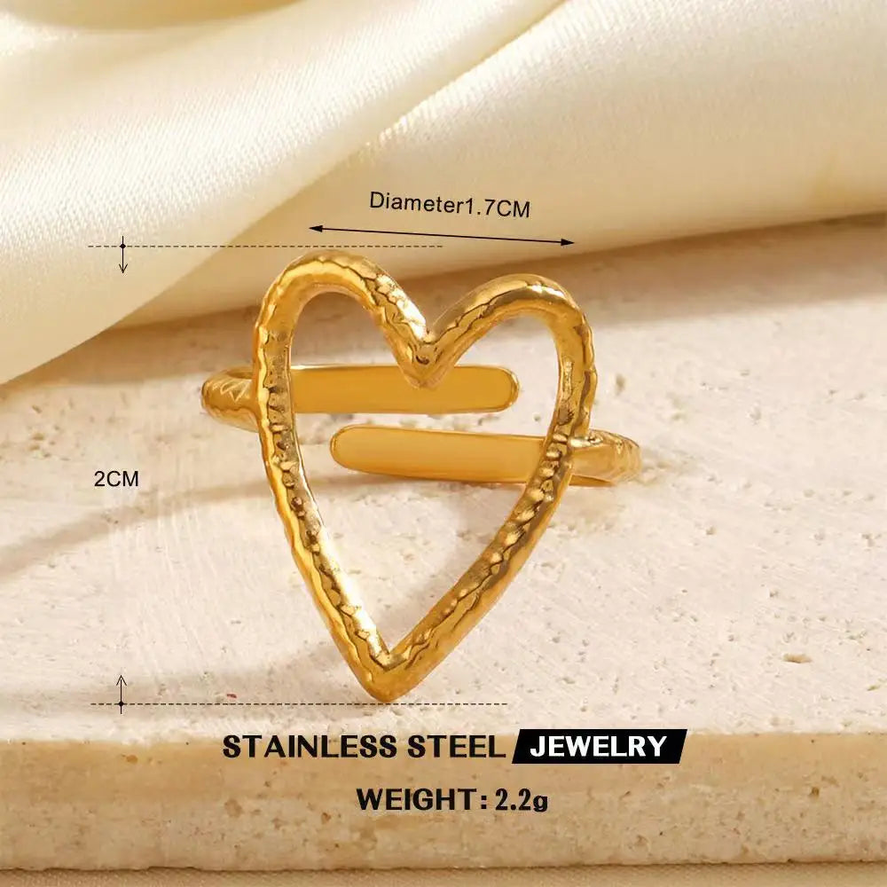 Open Heart Stainless Steel Ring