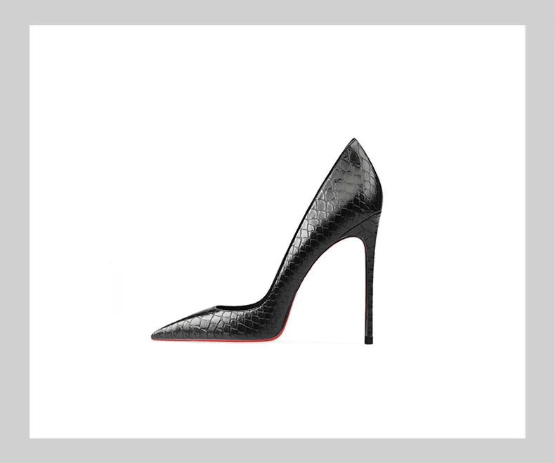Snake Embossed Pointed Toe Stiletto Pumps for Women