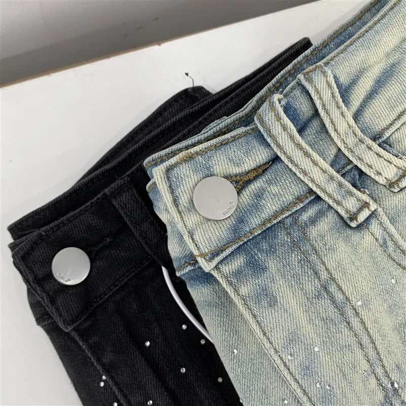 High-Waisted Mini Dress With Rhinestone Embellishments Sensible Design Denim Skirt For Women New Summer Style #17