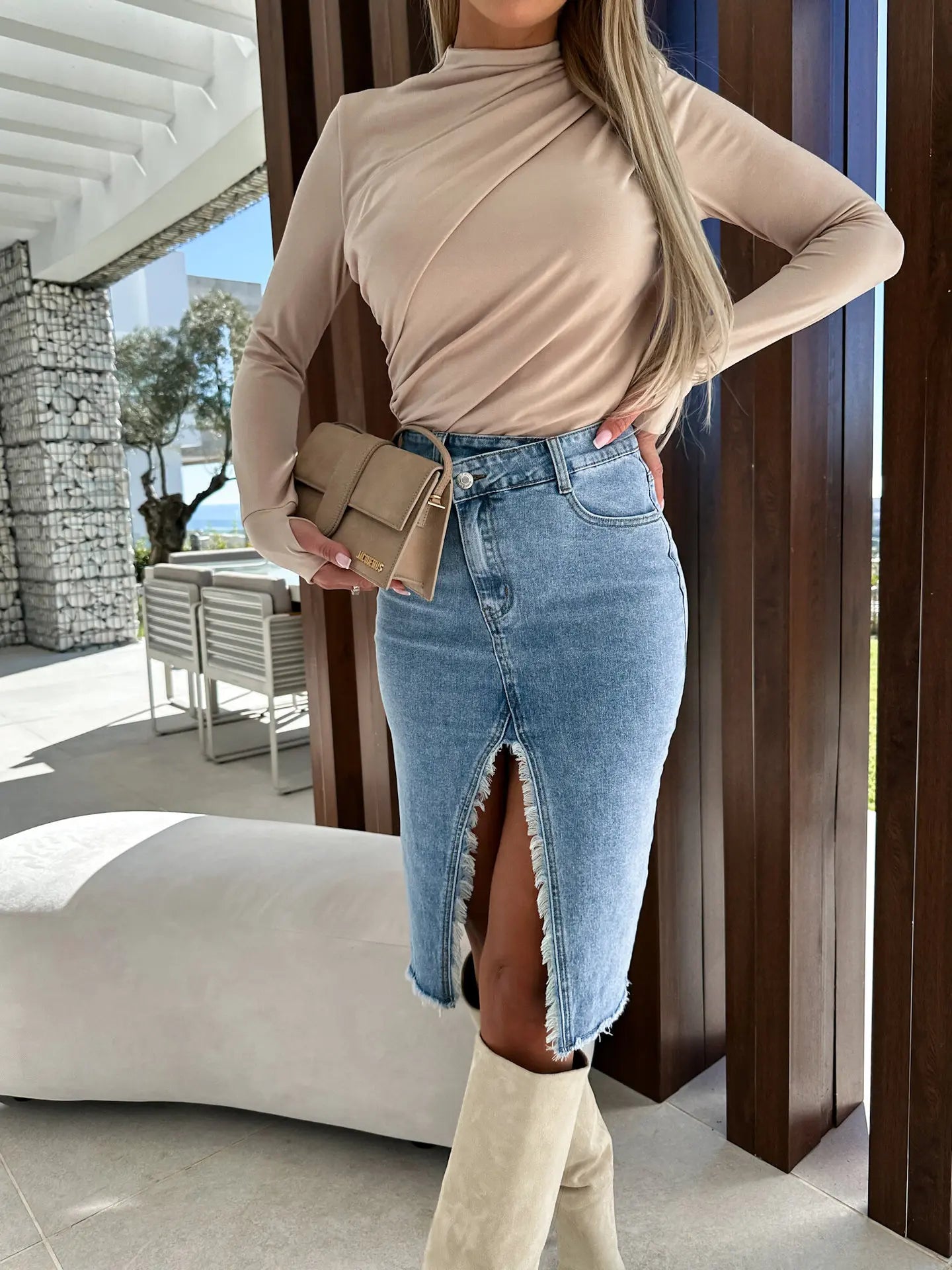 Denim Package Hip Skirt Sexy Pencil Y2K Fresh Sweet Denim Skirts Women Slit Fashionable Casual Solid Color Jeans Skirts