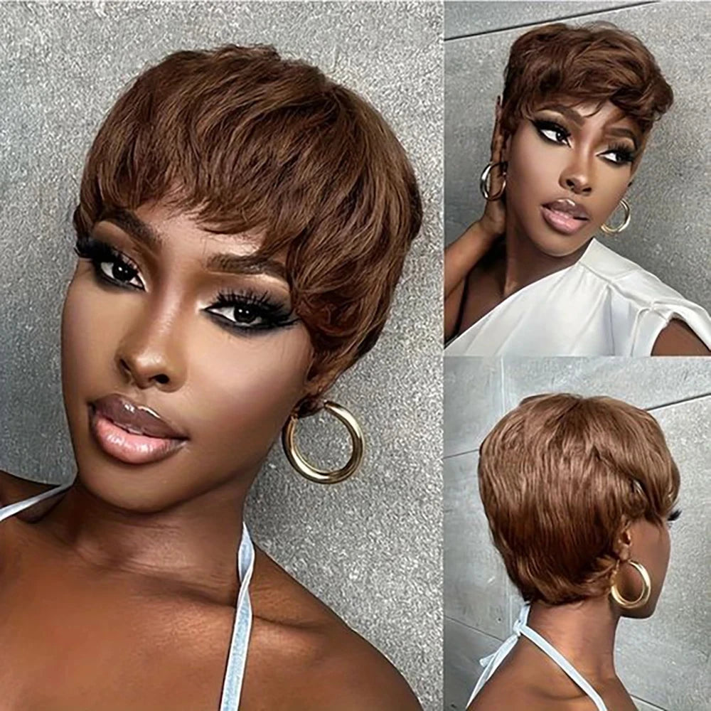 Brazilian Straight Pixie Cut Human Hair Wig for Women