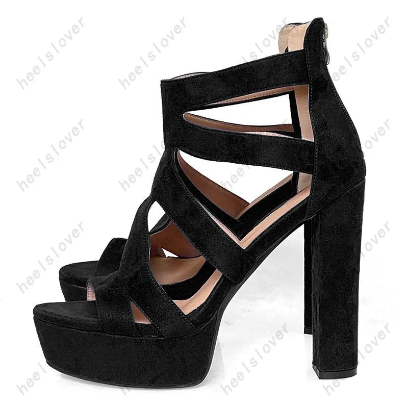 Open Toe Platform Sandals With Square Heel For Women