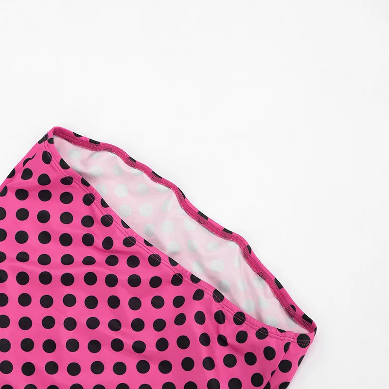 Polka Dot Print Sleeveless Backless Bodycon Dress for Women