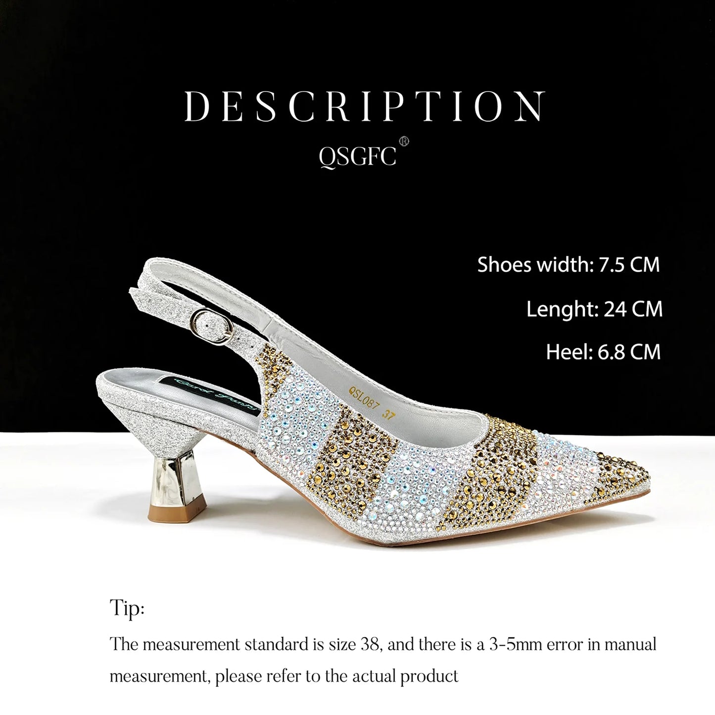 QSGFC Exquisite Fashion Women Shoes Sparkling Diamonds Pointed-toe Design Elegant Party Ladies High Heels