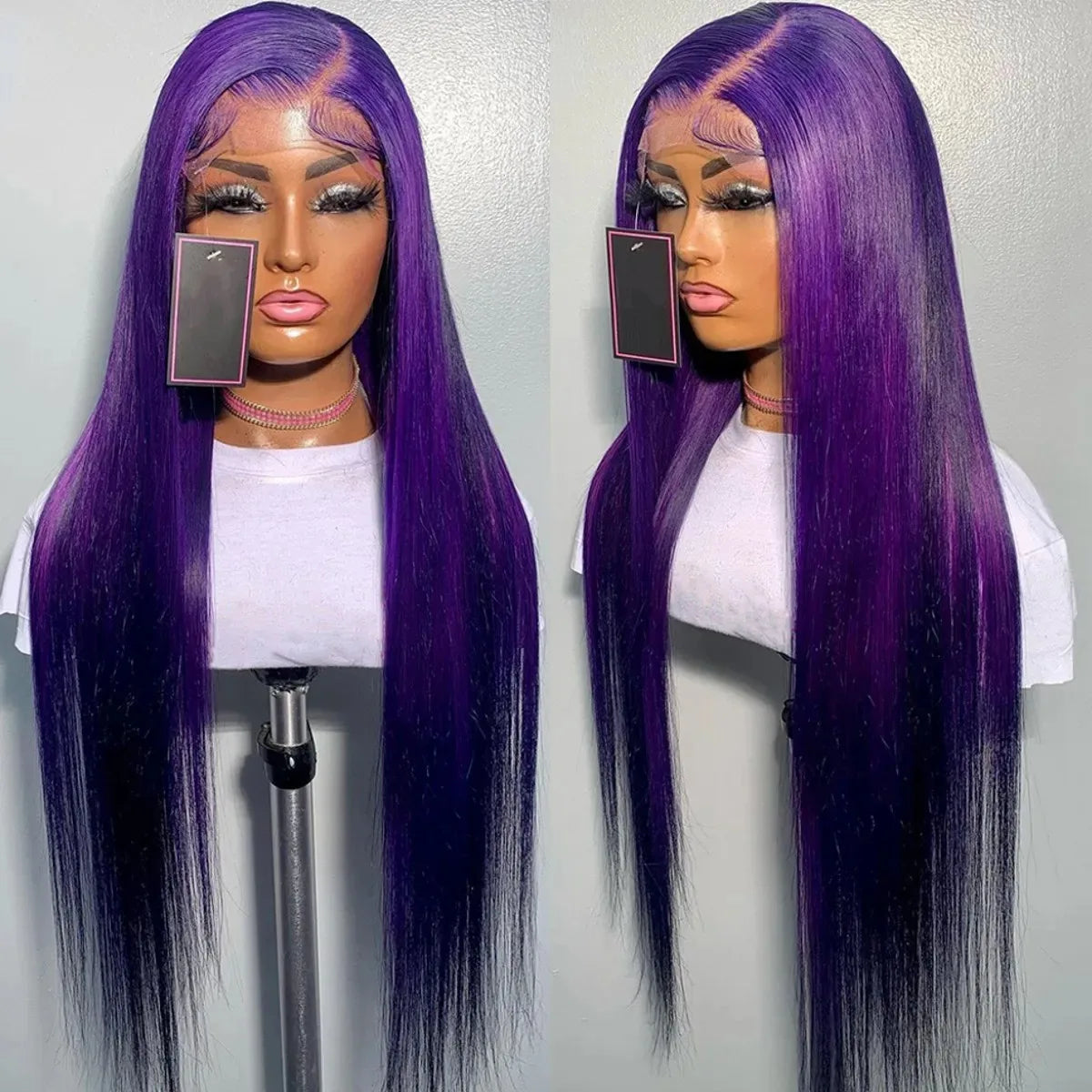 Grey Straight Lace Front Wig With Preplucked Hair for Women