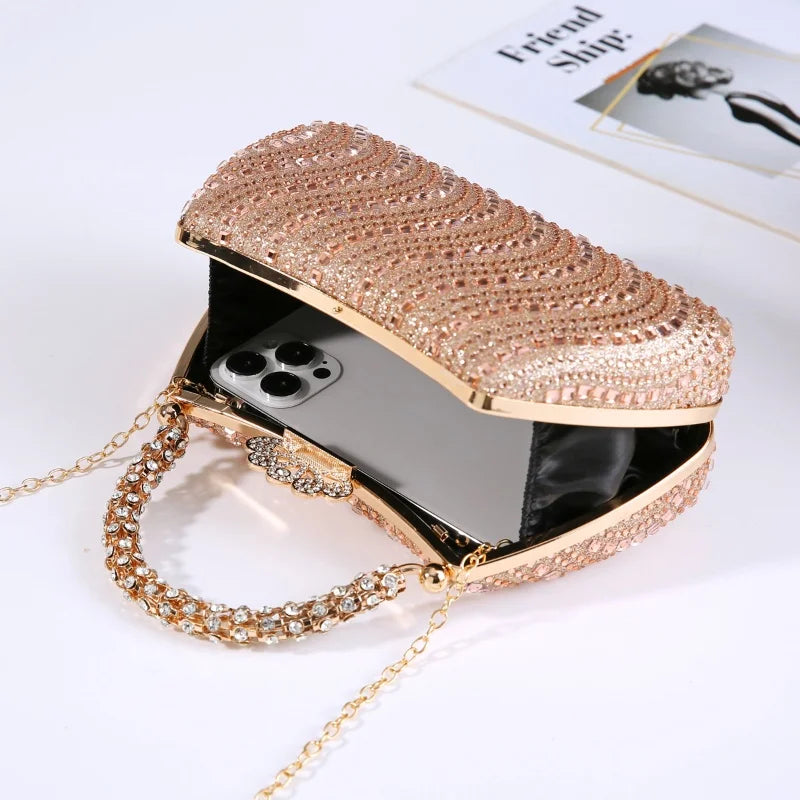 2025 Luxury Fashion Sequined Glitter Clutch Bag Full Rhinestone Design Party Women Handbags Portable Tote Shoulder Messenger Bag