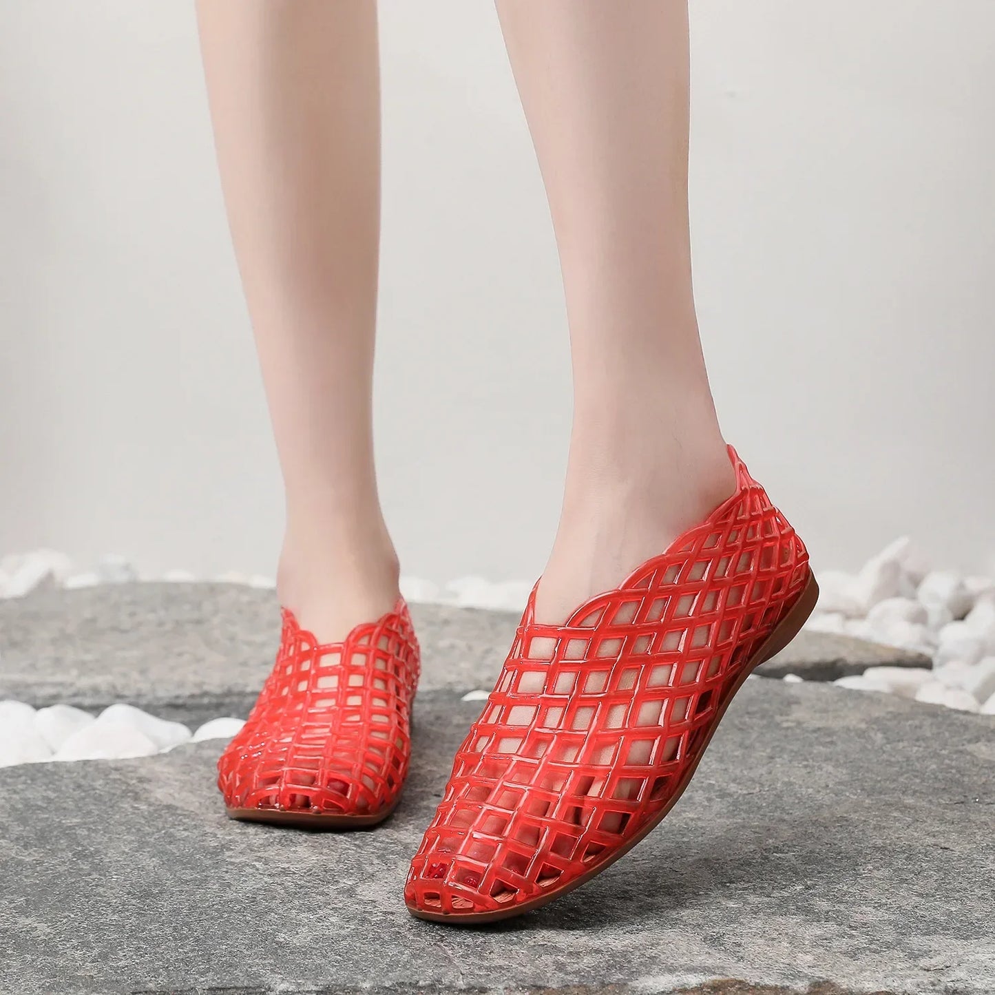 Lightweight Breathable Hollow Out Jelly Slides For Women