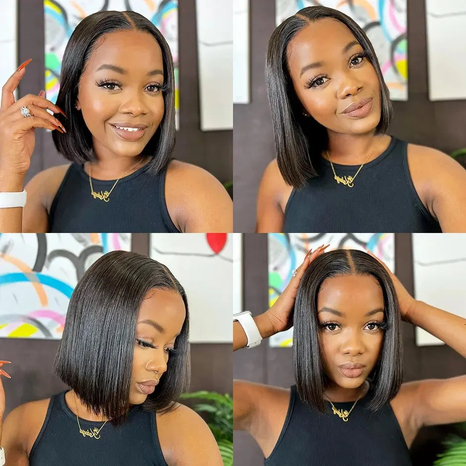 HD Straight Brazilian Human Hair Bob Lace Front Wig for Women