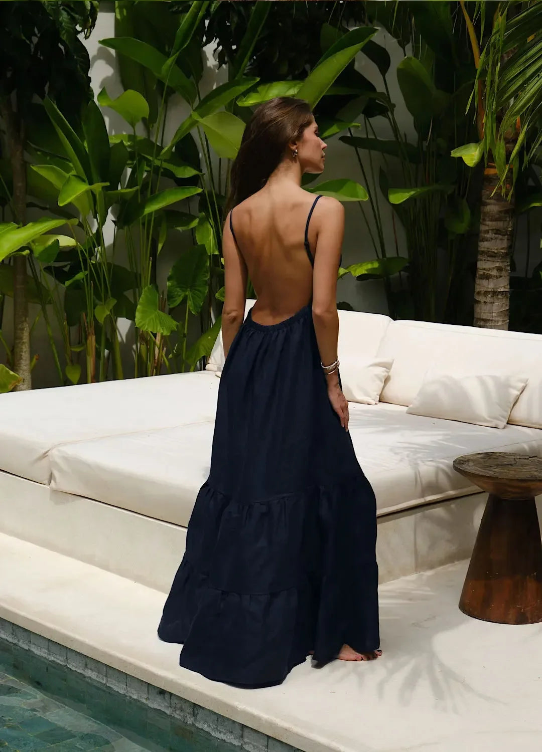 Loose Backless A Line Cotton Beach Maxi Dress for Women