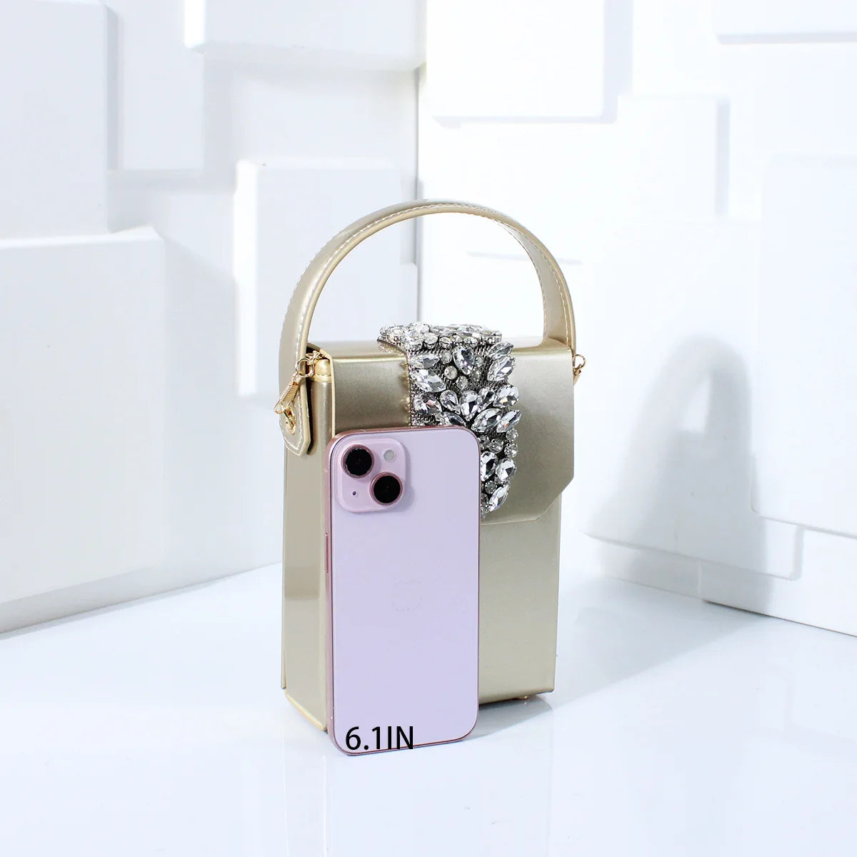 Exquisite Compact Banquet Bag for Women Luxury Rhinestones Square Box Versatile Wedding Clutch Purse Evening Dress Bag