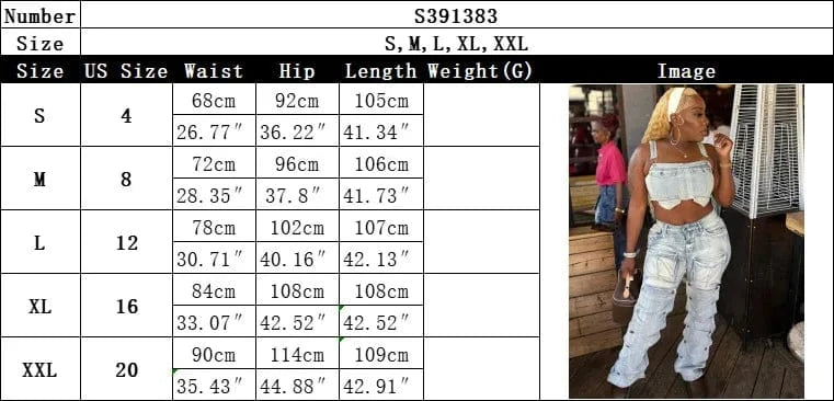 Streetwear Multi Pockets Jeans Cargo Pants Sexy Women High Waist Elegant Denim Casual Straight Trousers