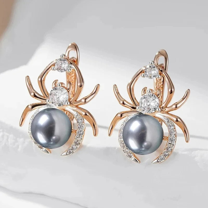 Gray Pearl Spider Necklace Set