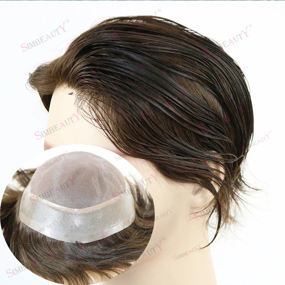 Straight Human Hair Toupee With Lace Top for Women