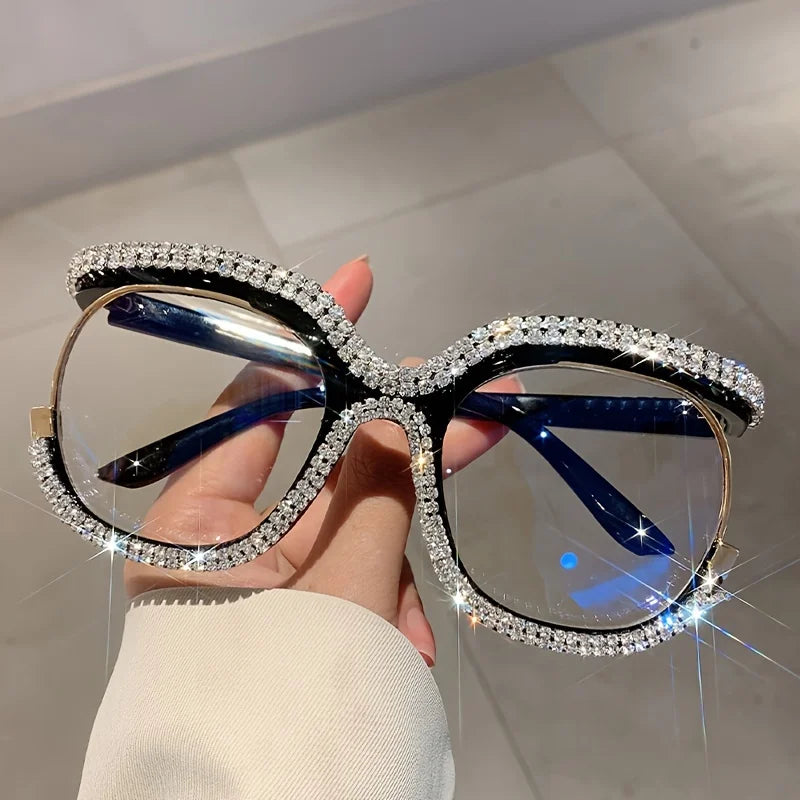Oversized Rhinestone Fashion Glasses