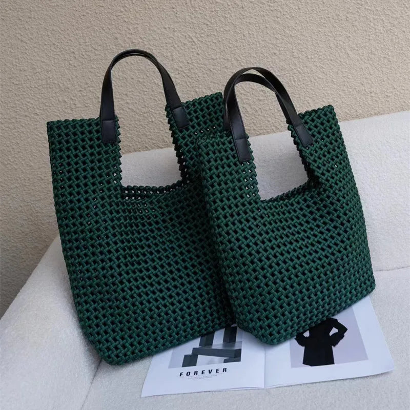 Rope Woven Shoulder Tote Bag
