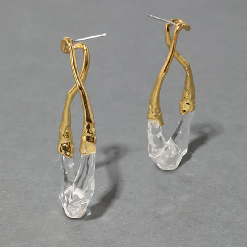 Stylish Geometric Two Tone Copper Stud Earrings for Women