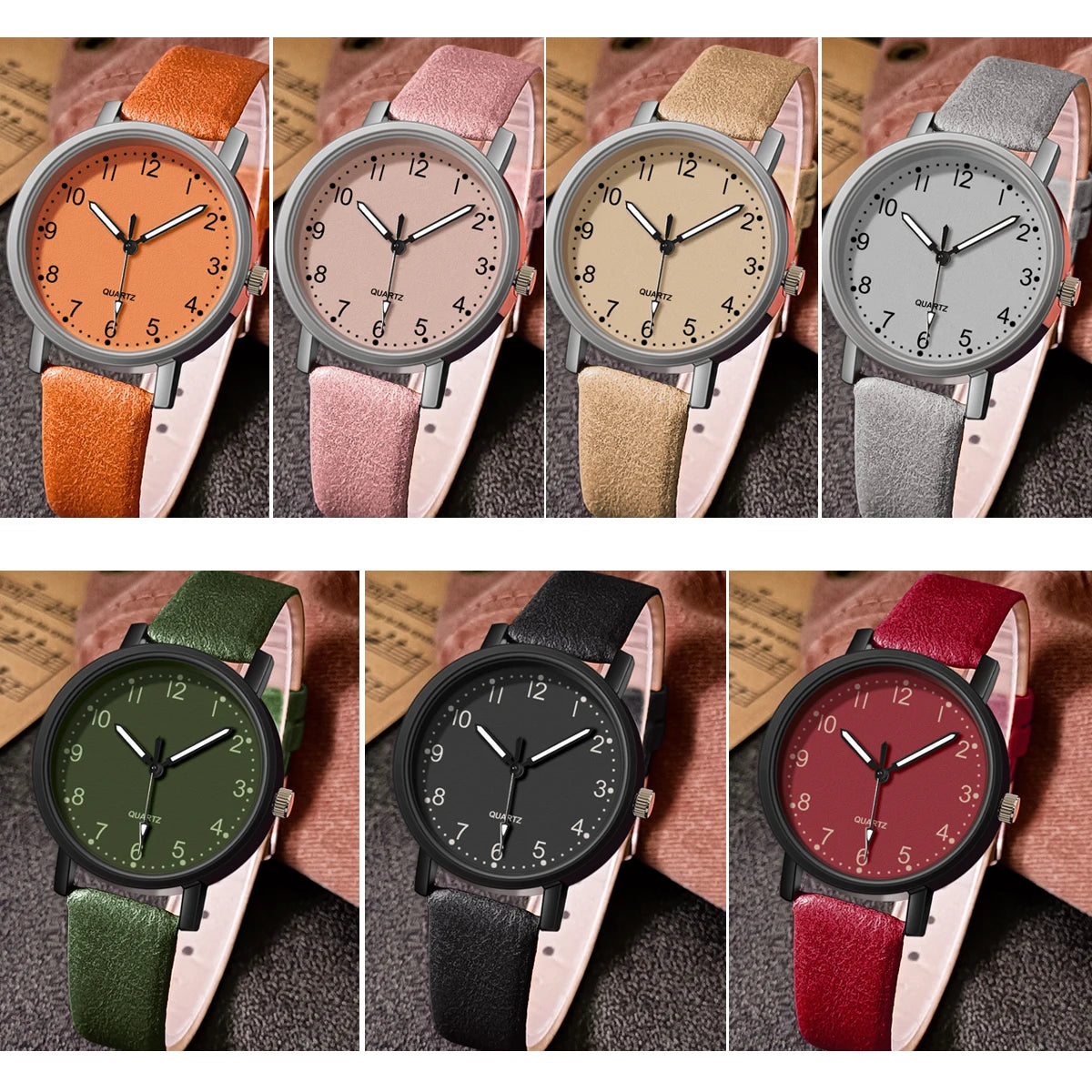 Vintage Round Dial Leather Strap Watch