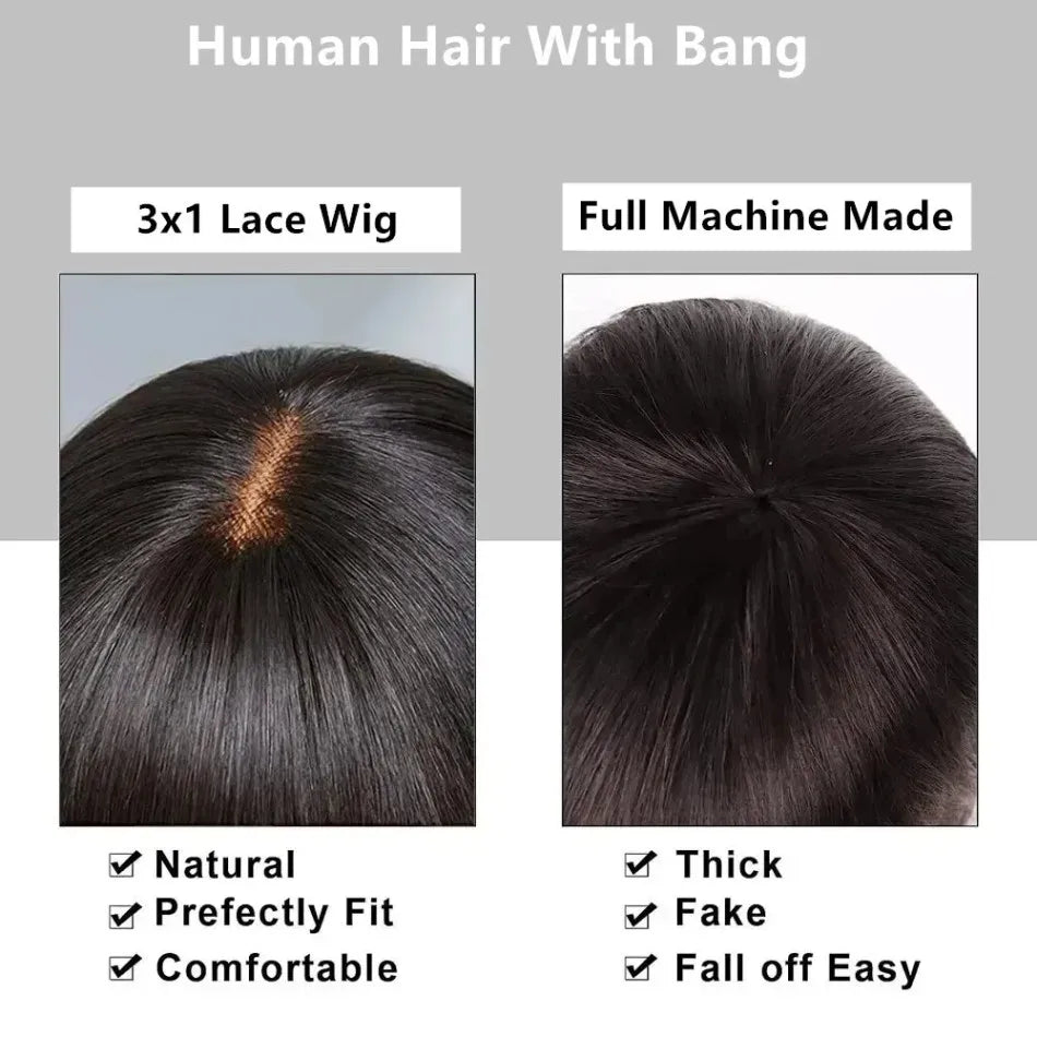 Bone Straight Middle Part Human Hair Lace Wig for Women