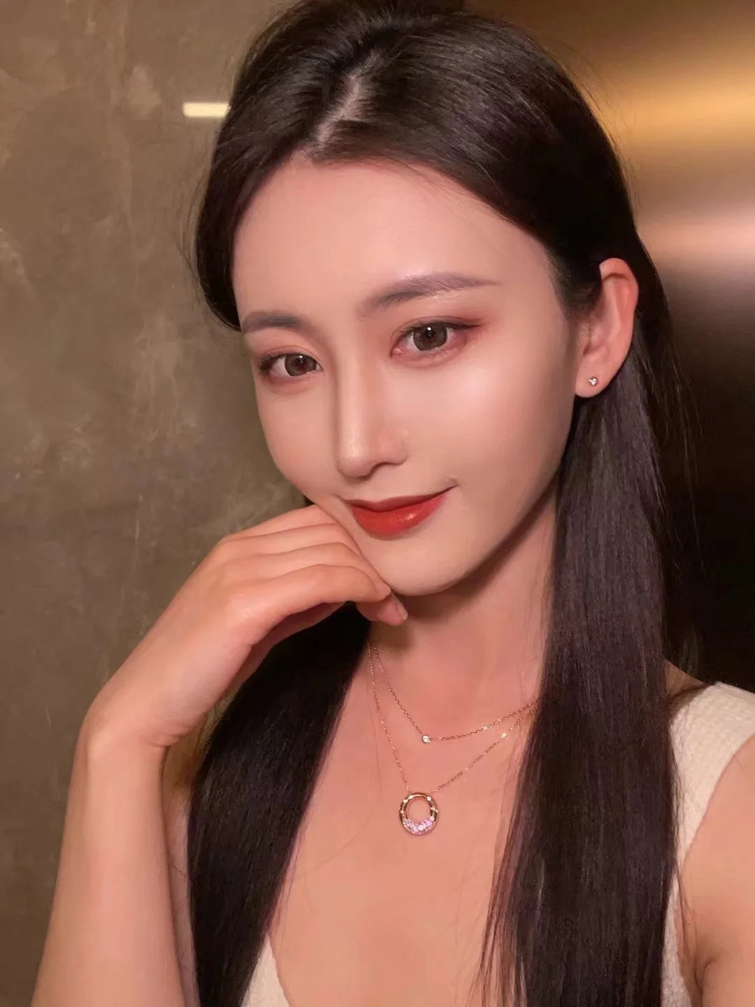 PANSYSEN 925 Sterling Silver Sparkling Pink Sapphire High Carbon Diamond Pendant Necklace 18K Gold Plated Wedding Party Jewelry