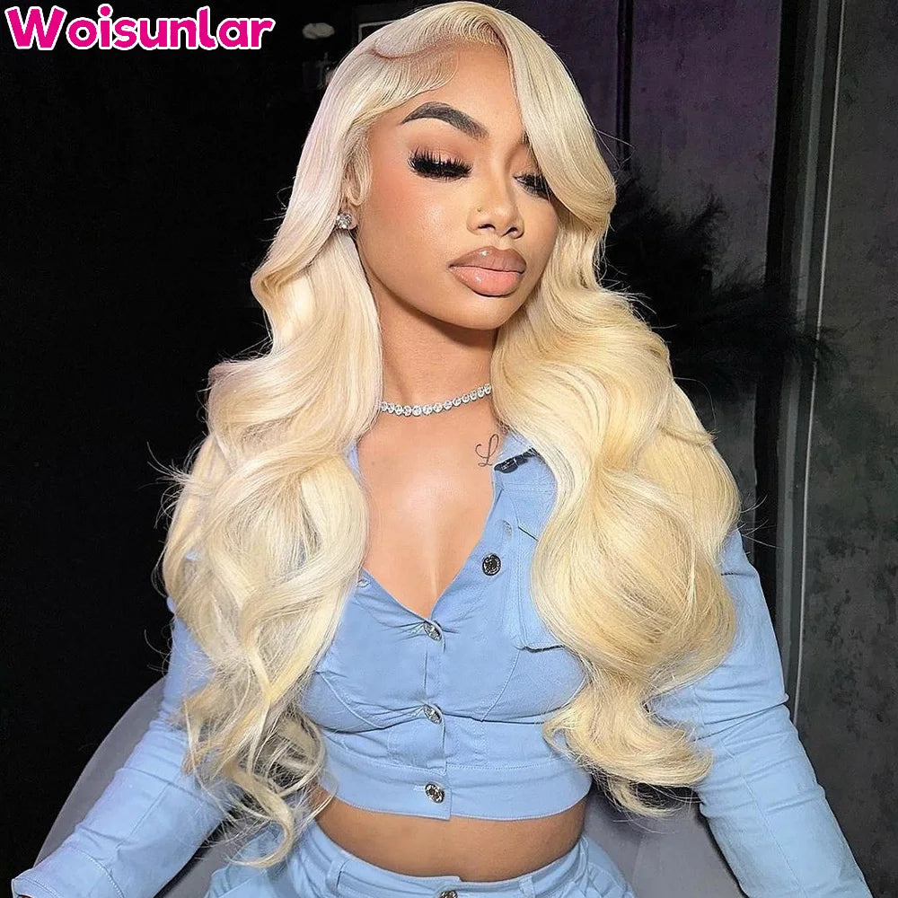 34 Inches Light Yellow Lace Frontal Wigs Human Hair 13x4 13x6 Transparent Lace Body Wave 200% Black Women Natural Human Hair Wig