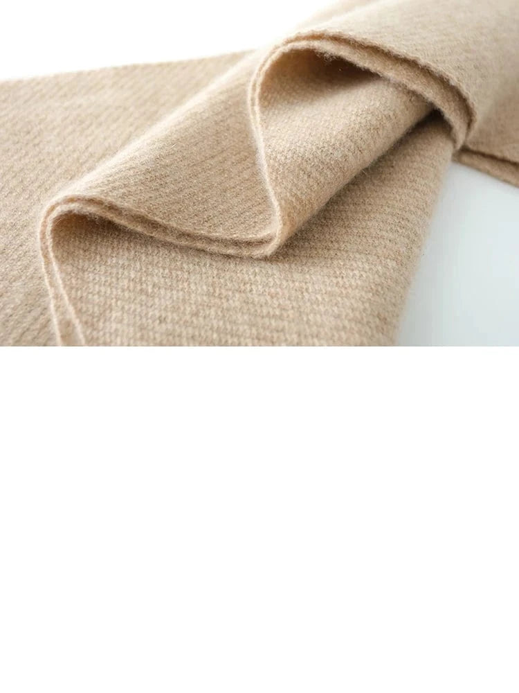 New Chic Women 100% Cashmere Scarf Autumn Winter Cashmere Knitted Tassel Long Shawls Row Style Basic Soft Warm Scarf Luxury Tops