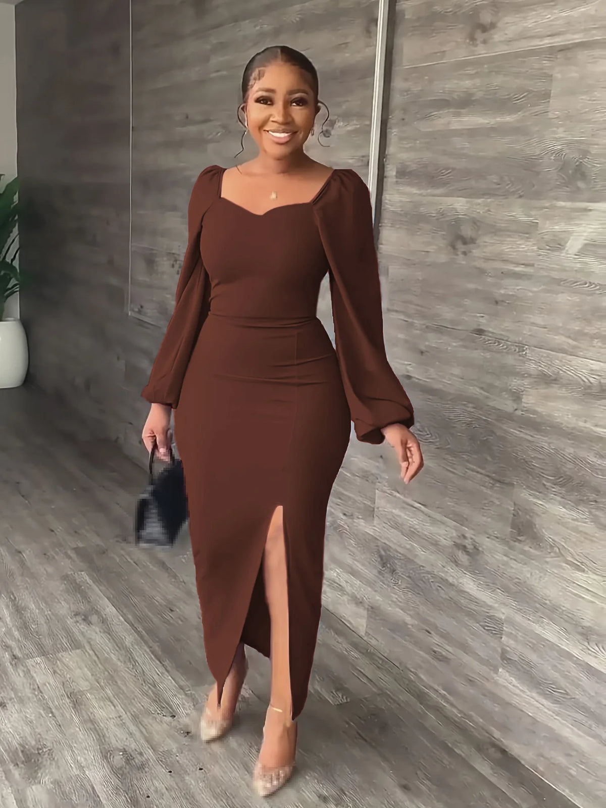 Elegant Ankle Length Knit Evening Party Dress for Women