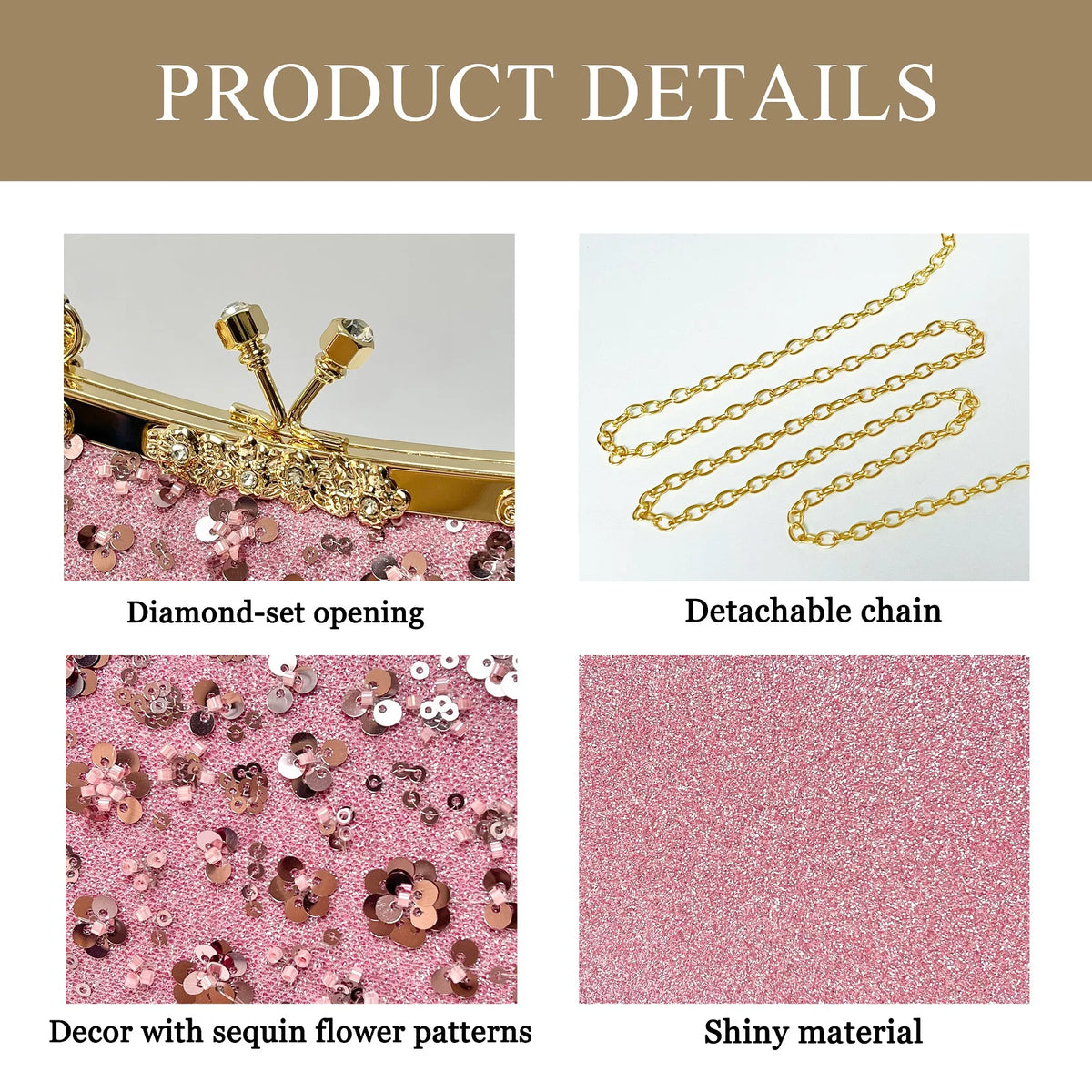New Dinner Handbag Sequined Diamond Dinner Party Women's Handbag Luxury Brand Fashion Trend Women's Shoulder Crossbody Bag