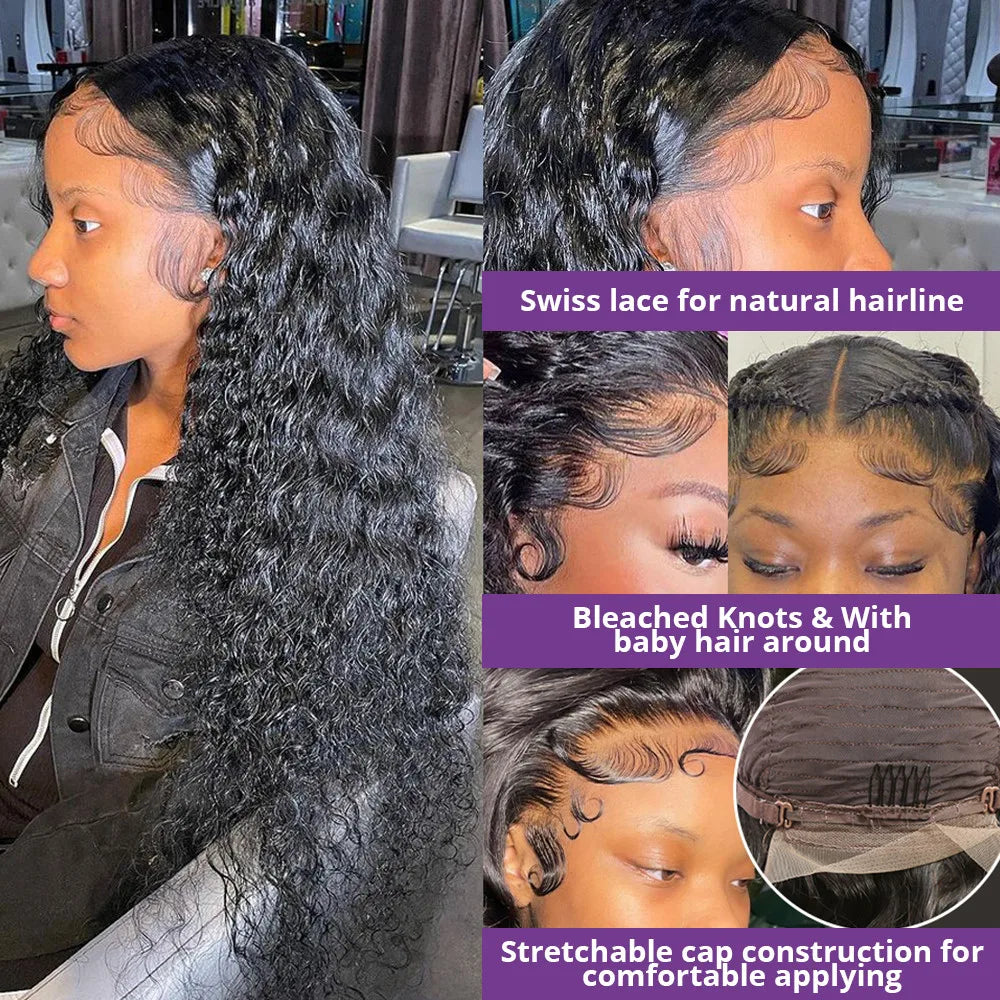 Deep Wave Glueless Human Hair Lace Front Wig for Women