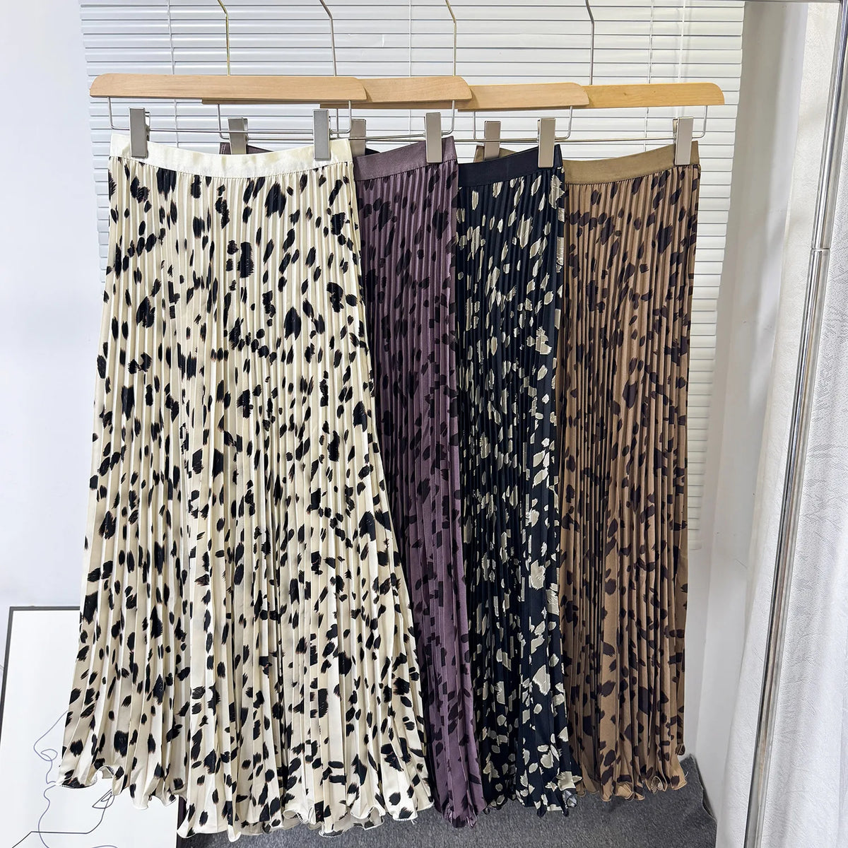 Floral Ruffle A Line Midi Skirt with Elastic Waist for Women