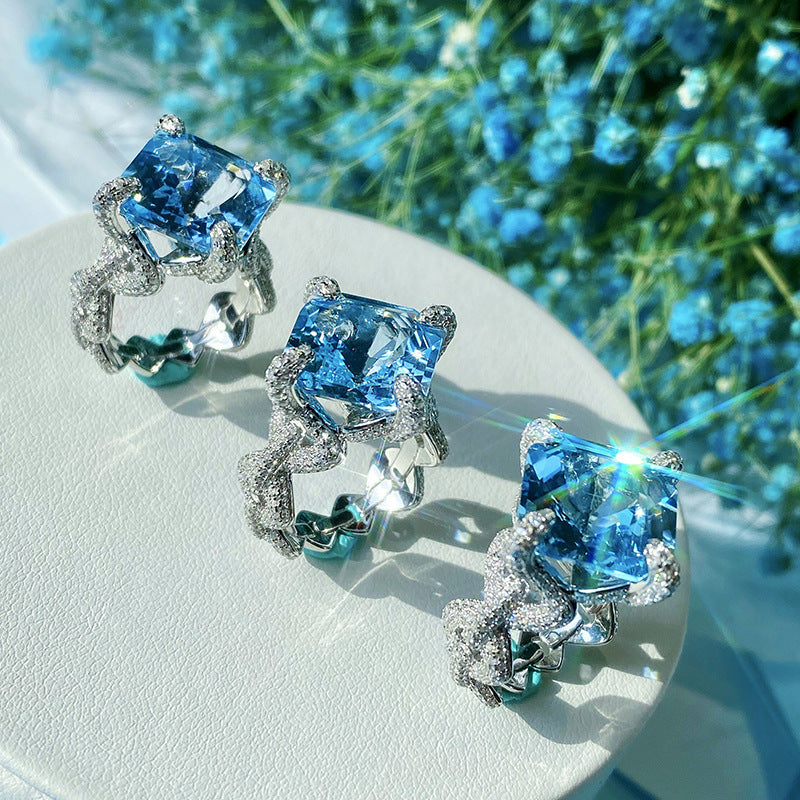 Princess Cut Zircon Band Ring in Sterling Silver for Women
