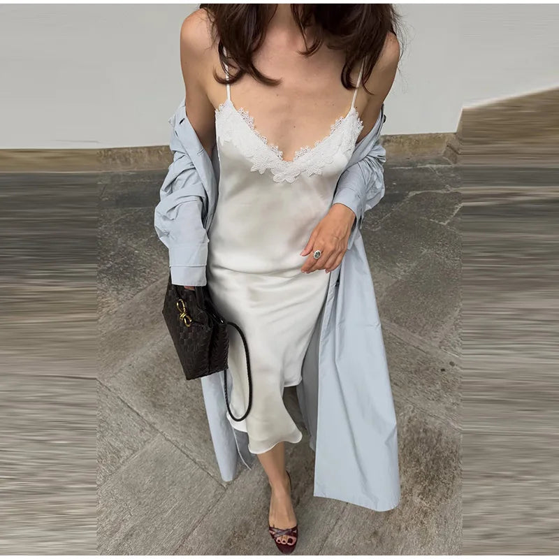 Lapel Collar Button Front Long Trench Coat With Waist Belt for Women