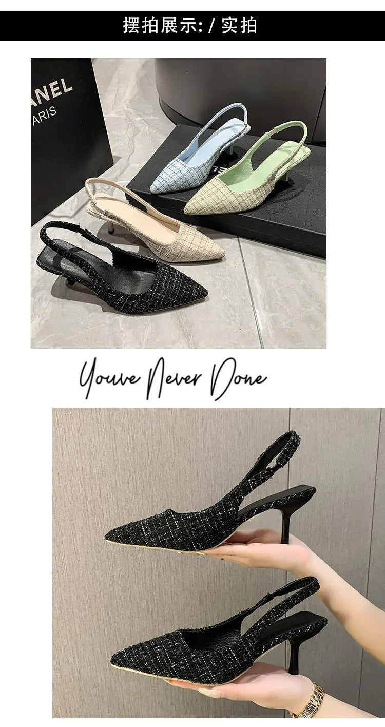 Elegant Blue Pointed Toe Slingback Pumps for Women