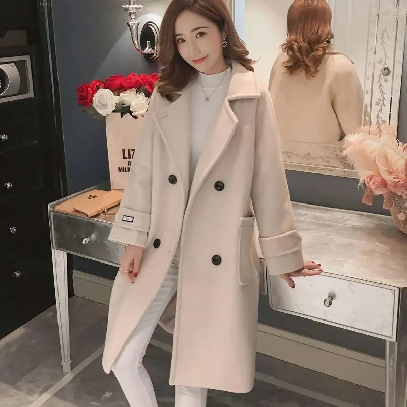 Padded Mixtures Jacket Woman Long Loose Cotton Wool Blend Coat for Women Pink Elegant Outerwears New in Novelty High Quality Hot