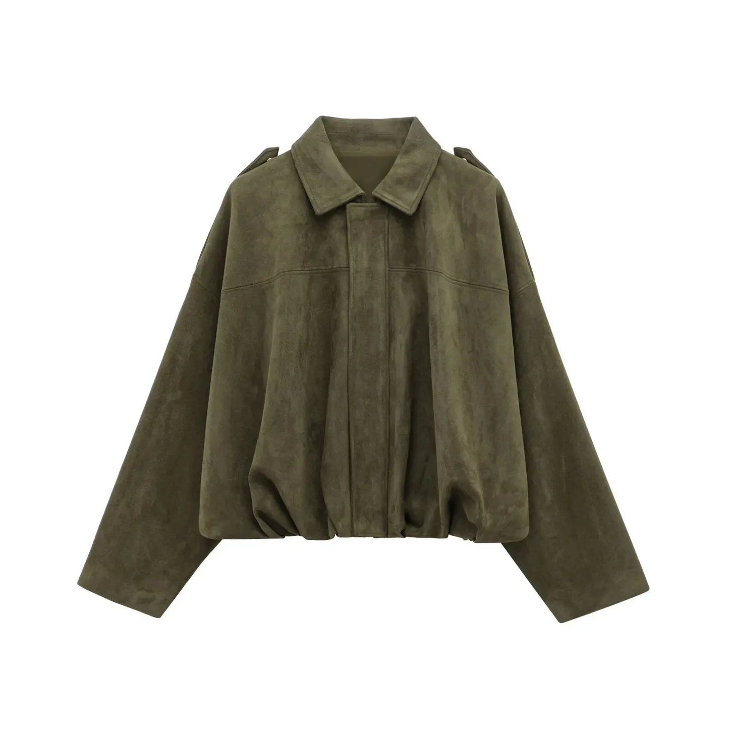 Retro Suede with Zipper Short Jacket Set for Women